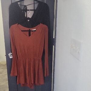 Charlotte Russe Rust Long Sleeve Romper